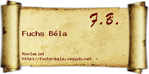 Fuchs Béla névjegykártya